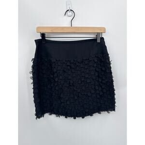 Catherine Malandrino 15.5 inch Black 100% Silk Petal Overlay Skirt Size 8 EUC